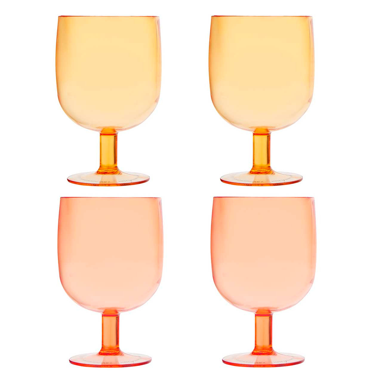 The Bullish Store - Stackable Acrylic Stemmed Wine Glasses - Pink Orange - Set of 4