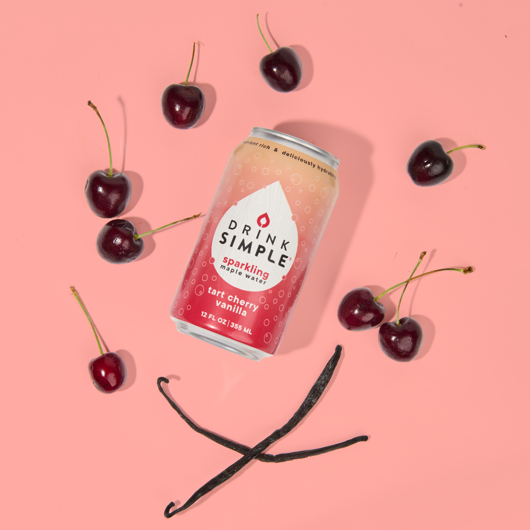 Drink Simple - Tart Cherry Vanilla Sparkling Maple Water - Pack of 12 - 12oz