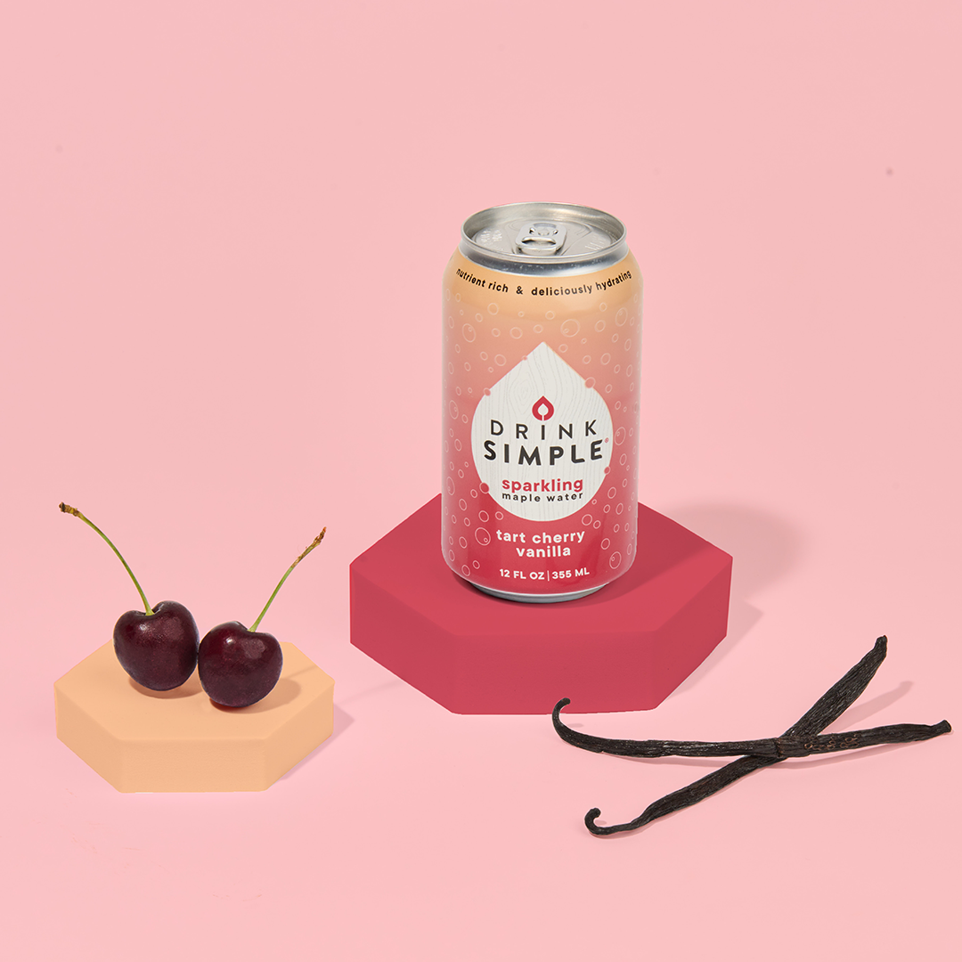 Drink Simple - Tart Cherry Vanilla Sparkling Maple Water - Pack of 12 - 12oz