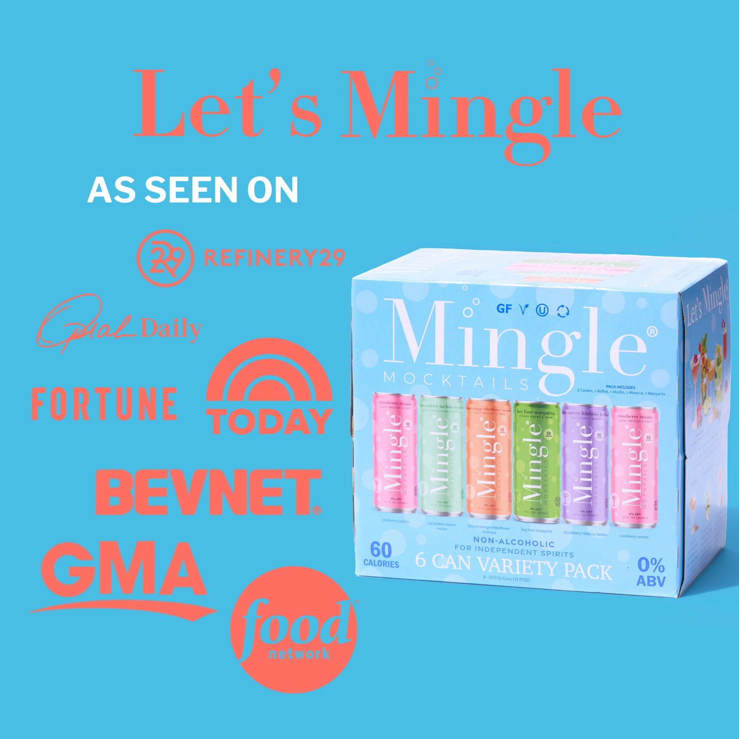 NEW!!! Mingle Mocktails - Summer Variety Pool Packs - 6/12/24 Cans