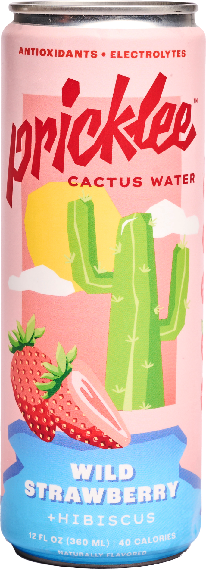 Pricklee Cactus Water - Wild Strawberry + Hibiscus - 12 Pack