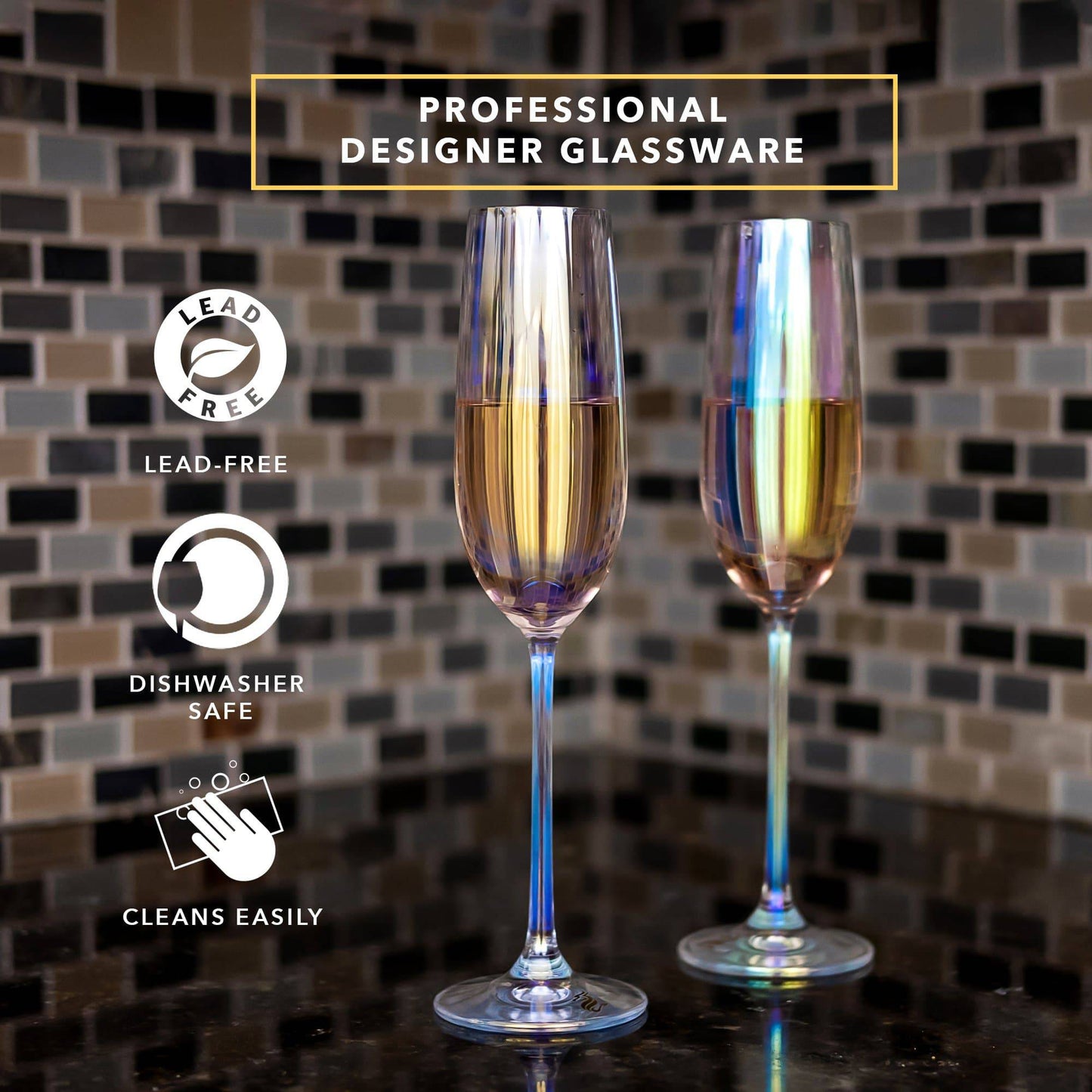 DRAGON GLASSWARE® - Champagne Flutes - Set of 2 - 8oz