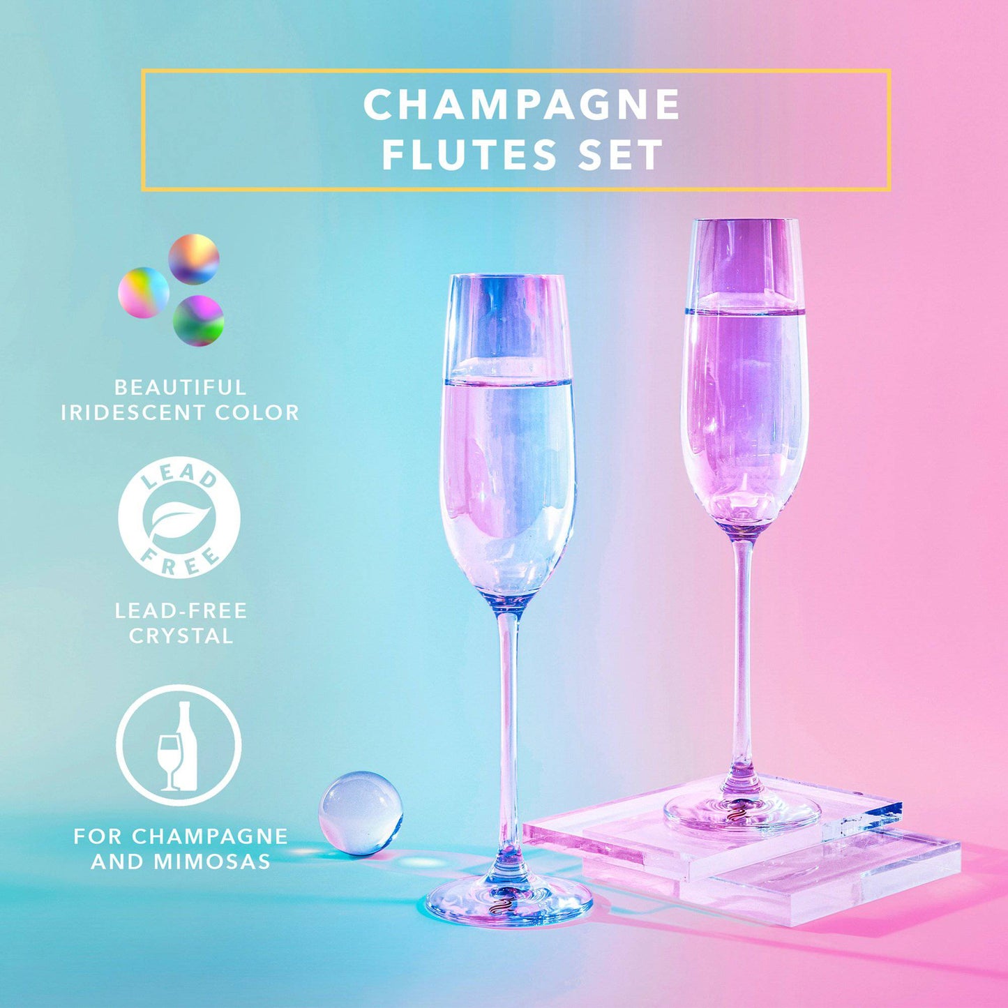 DRAGON GLASSWARE® - Champagne Flutes - Set of 2 - 8oz