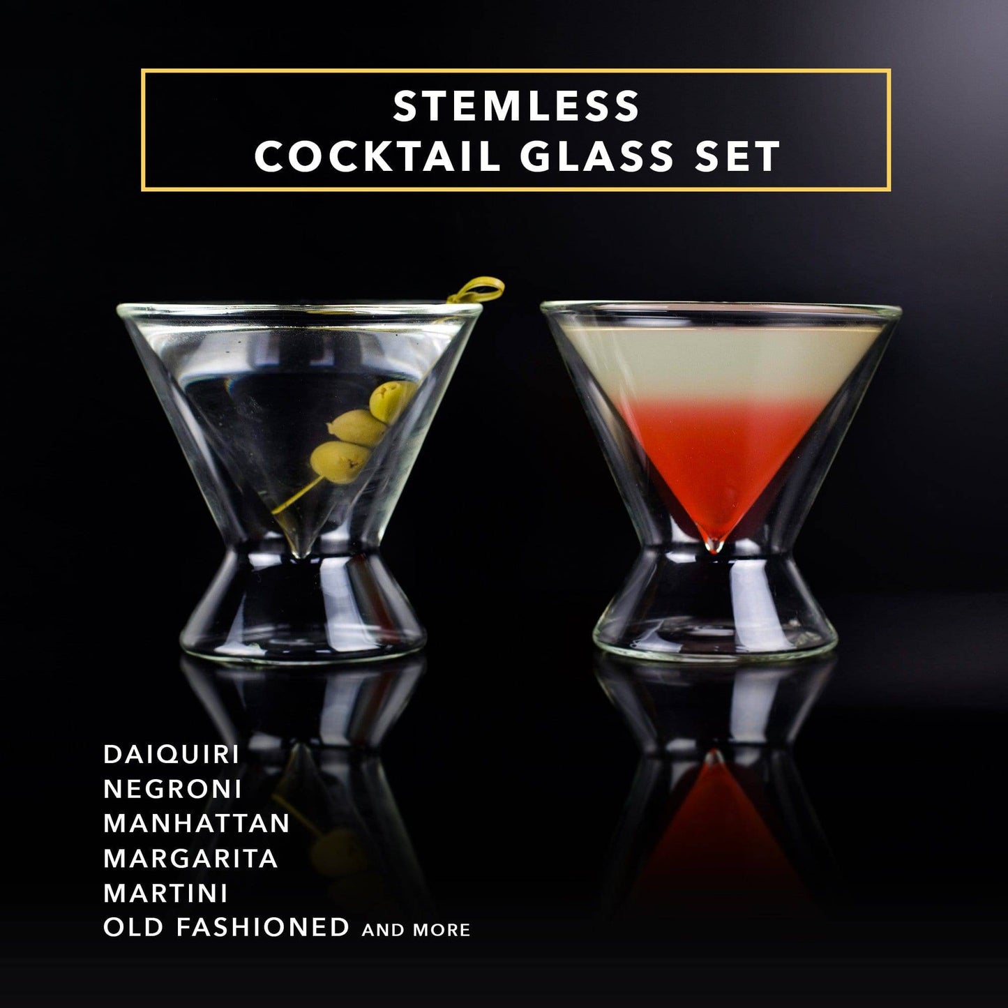 DRAGON GLASSWARE® - Stemless Martini Glasses - Set of 2/4/6 - 7oz