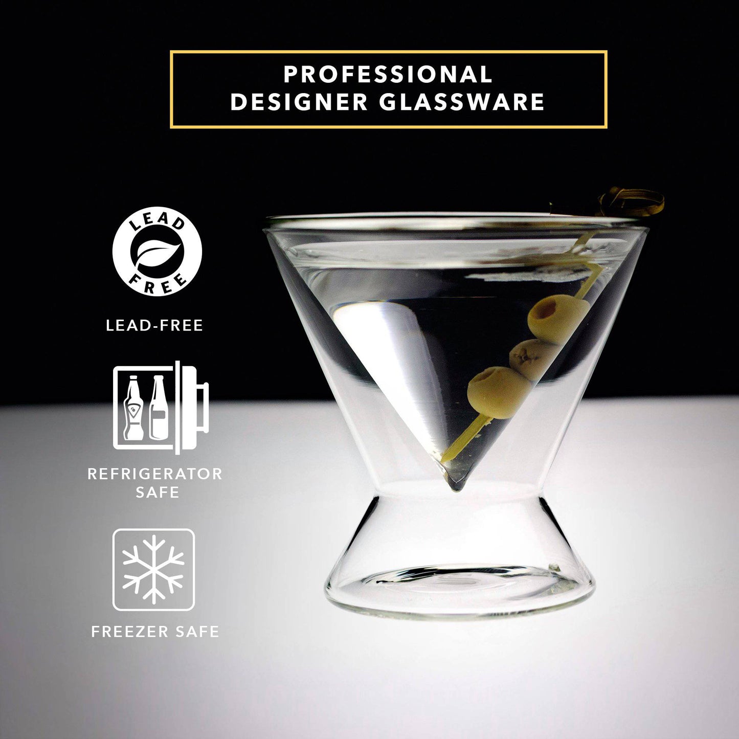 DRAGON GLASSWARE® - Stemless Martini Glasses - Set of 2/4/6 - 7oz