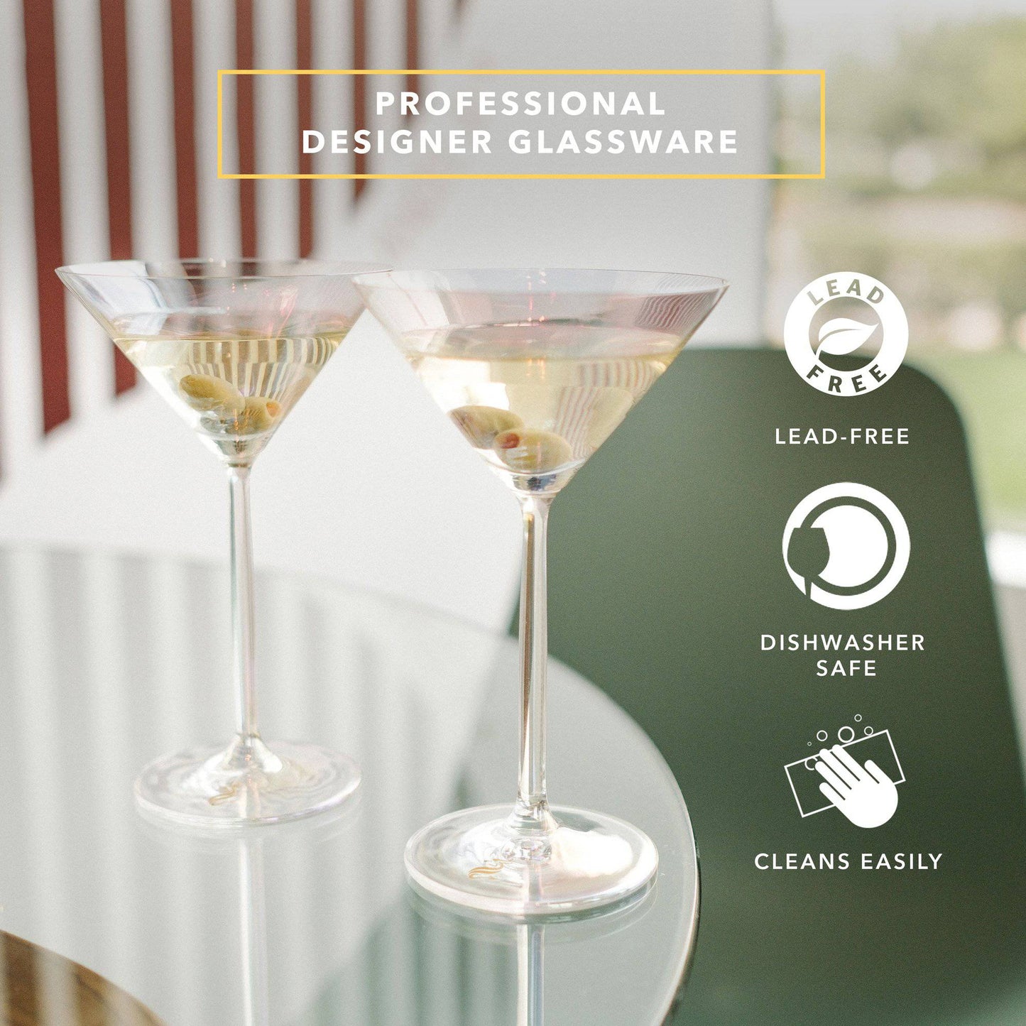 DRAGON GLASSWARE® - Stemmed Martini Glasses - Set of 2 - 8oz