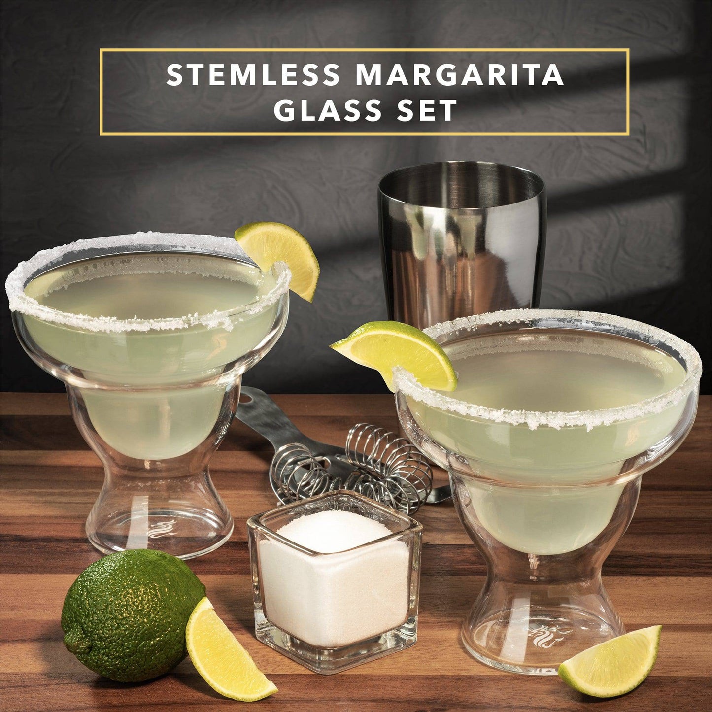 DRAGON GLASSWARE® - Stemless Margarita Glasses - Set of 2 - 12oz