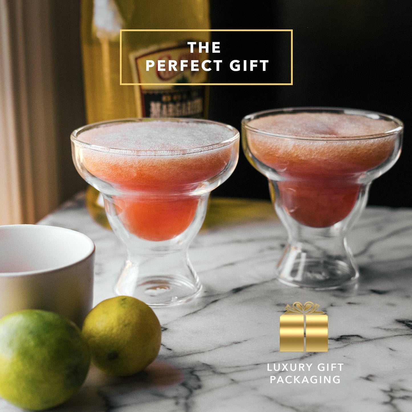 DRAGON GLASSWARE® - Stemless Margarita Glasses - Set of 2 - 12oz
