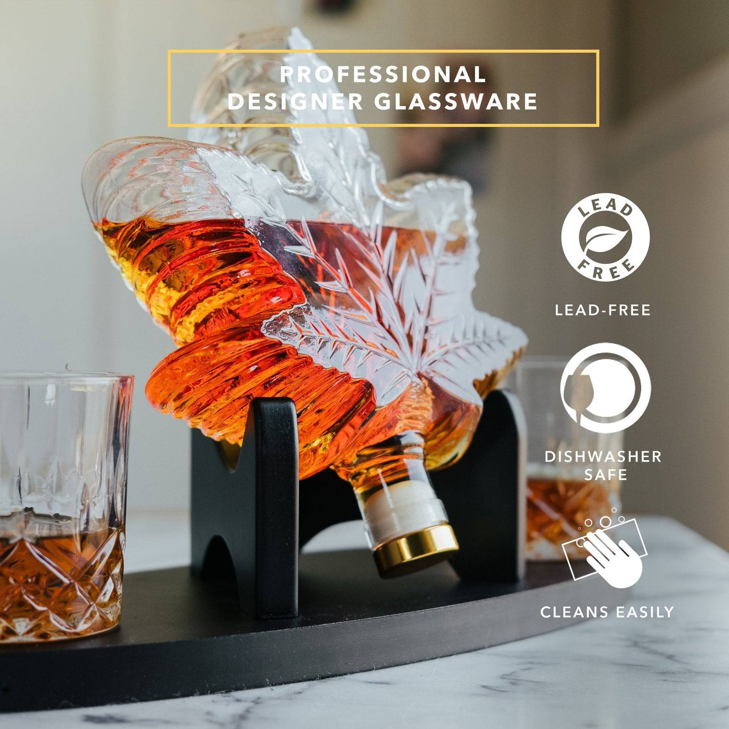 DRAGON GLASSWARE® - Cannabis Decanter w/ Crystal Tumbler Set - 25oz