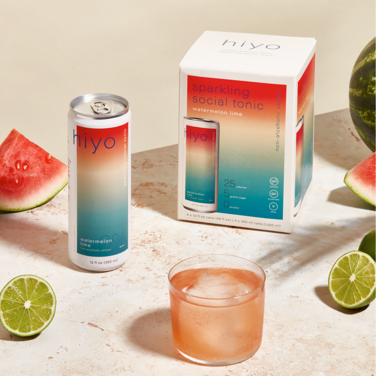 hiyo - watermelon lime - three 4-packs (12oz cans)