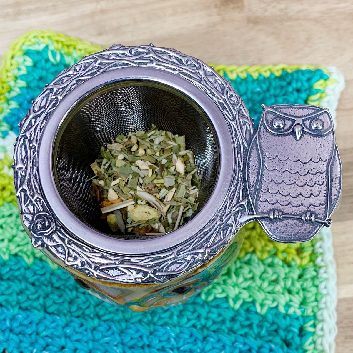 Plum Deluxe Tea - Wise Owl Pewter Tea Infuser and Mug