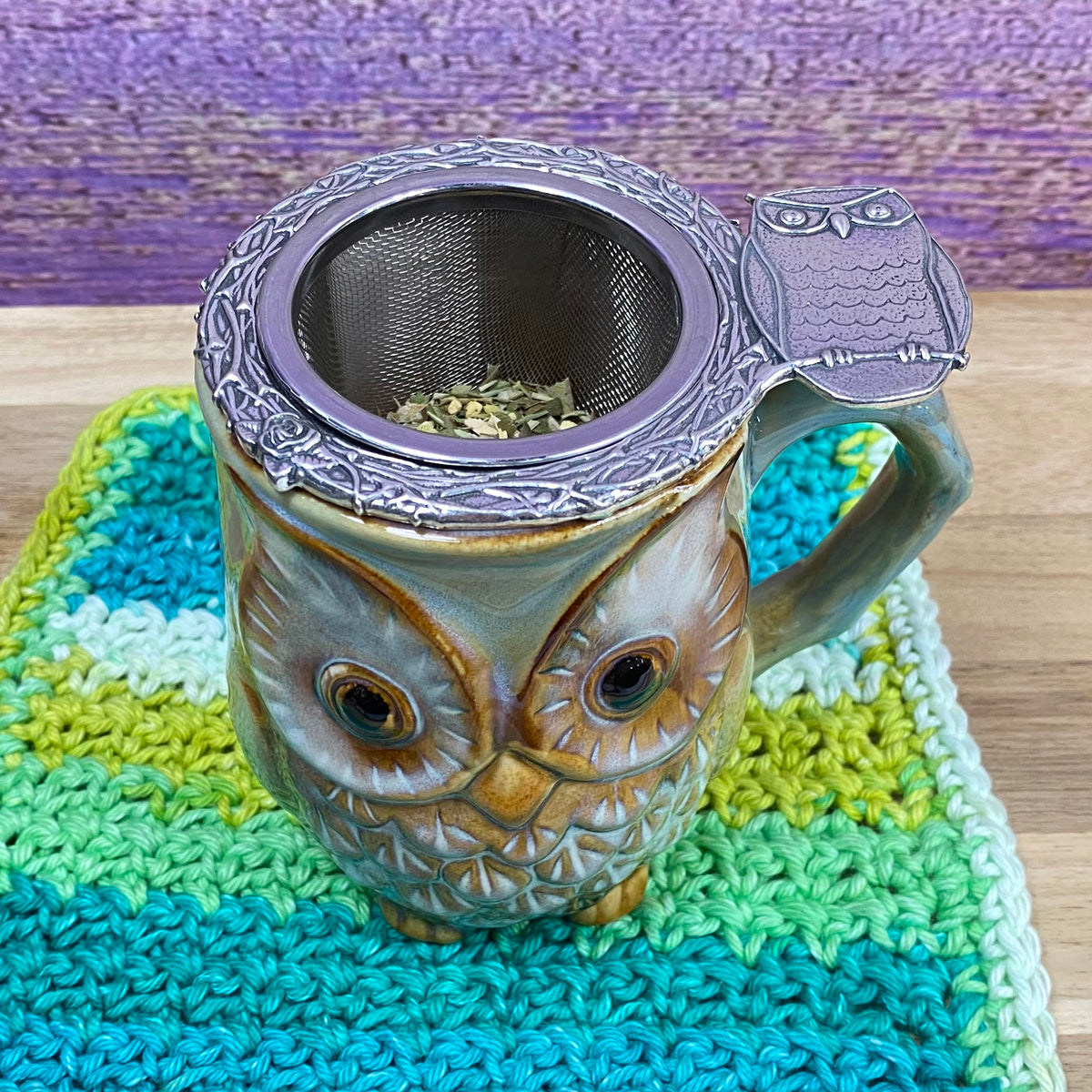 Plum Deluxe Tea - Wise Owl Pewter Tea Infuser and Mug