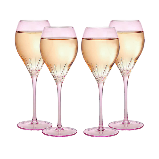 Paris Collection Crystal Pink Balloon Wine Glasses, Red & White Wines 14 oz Set of 4 by The Wine Savant - Extraordinary Parisian Glass, For Wedding Beautiful Present Anniversary Birthday Women Men Bar by The Wine Savant