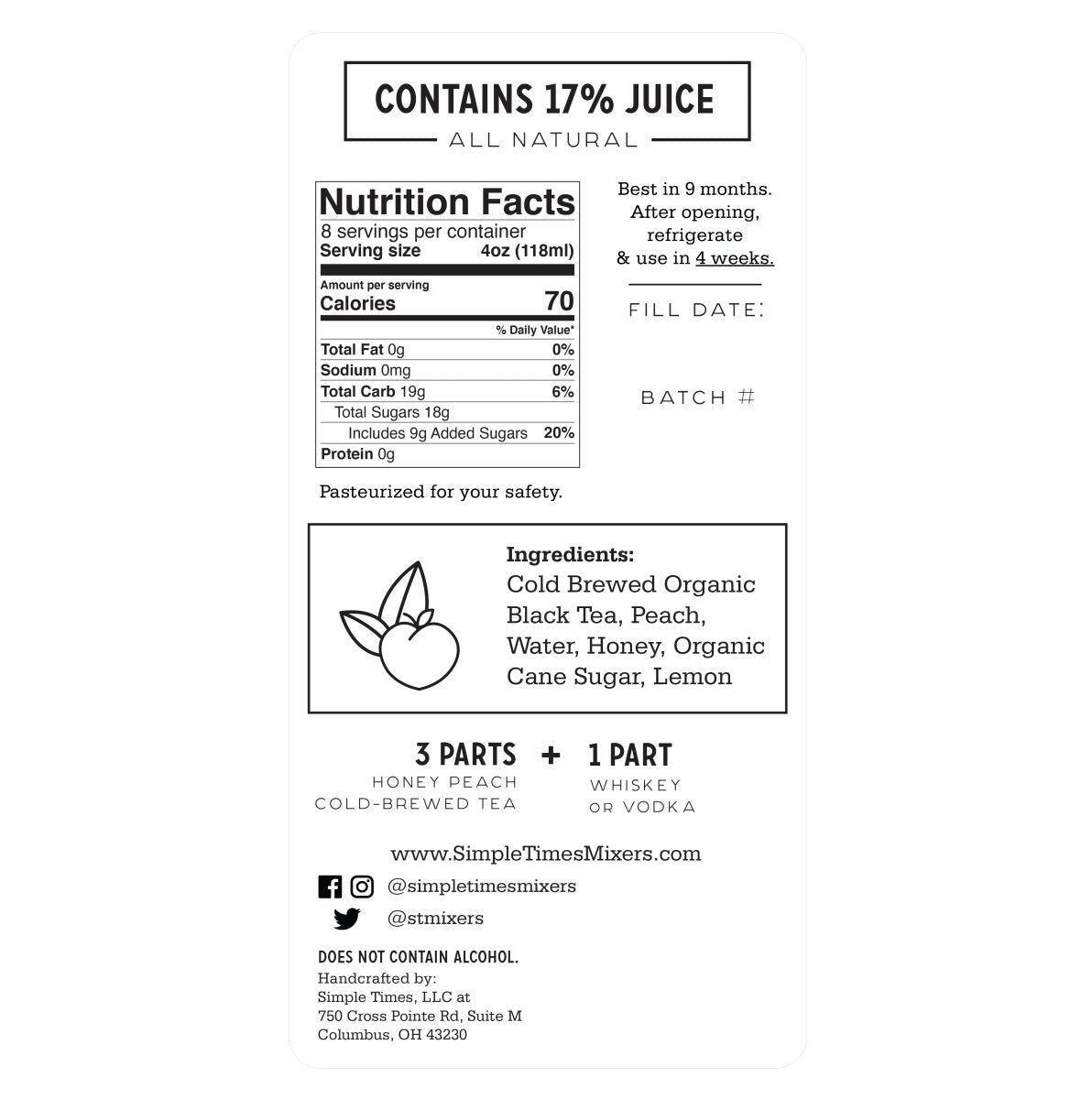 Honey Peach Cold Brewed Tea by Simple Times Mixers