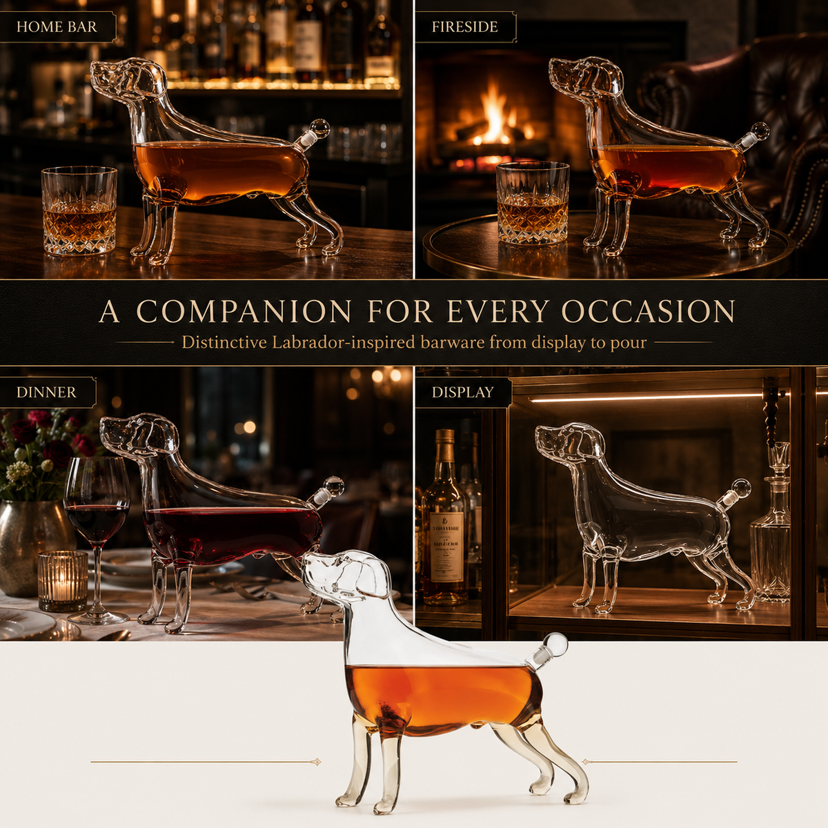 Dog Animal Wine & Whiskey Decanter The Wine Savant - Beautiful Profile of A Labrador Dog 500ml - Whiskey, Wine Scotch or Liquor Decanter