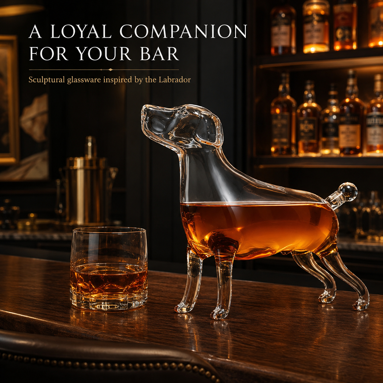 Dog Animal Wine & Whiskey Decanter The Wine Savant - Beautiful Profile of A Labrador Dog 500ml - Whiskey, Wine Scotch or Liquor Decanter