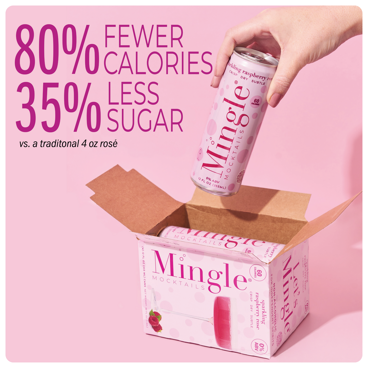 Mingle Mocktails - Sparkling Raspberry Rosé - 12/24 Can Packs