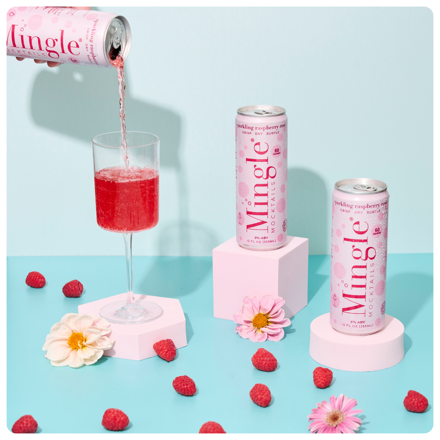 Mingle Mocktails - Sparkling Raspberry Rosé - 12/24 Can Packs