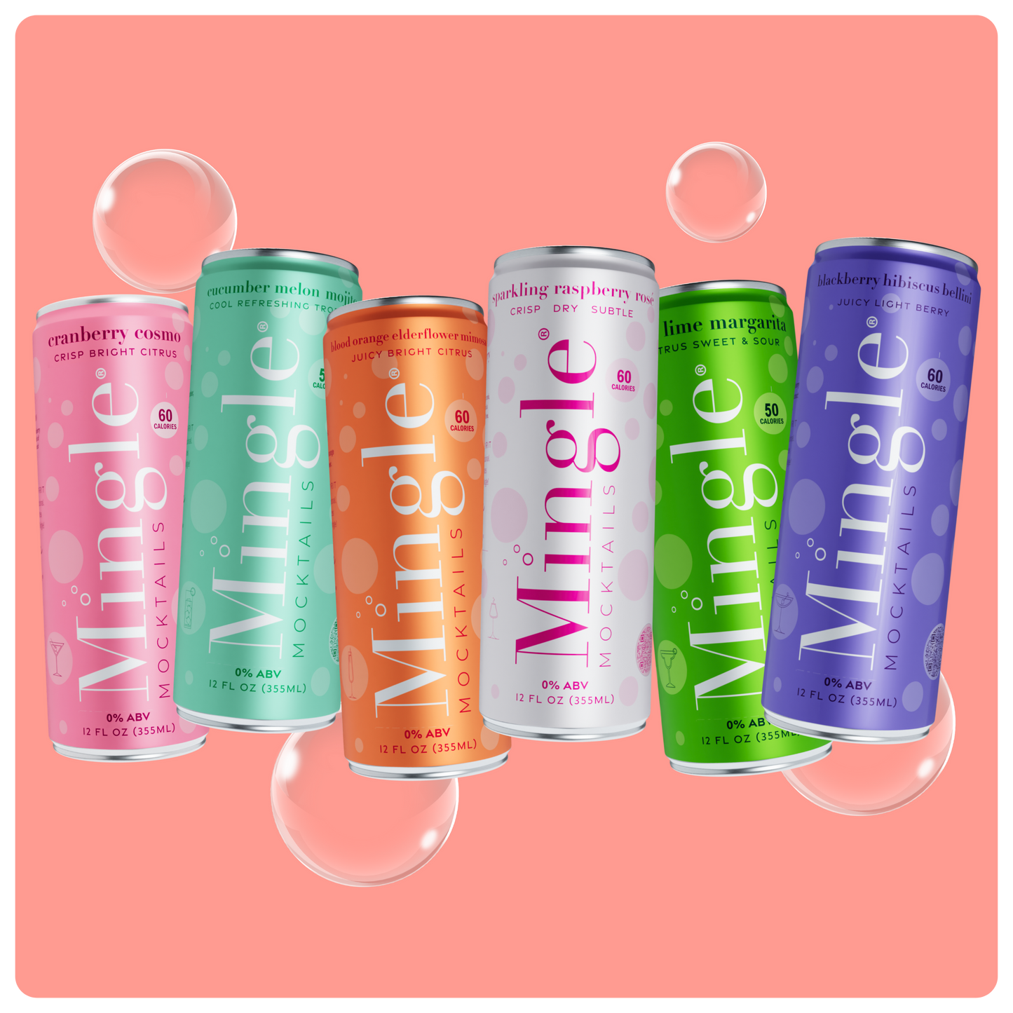 Mingle Mocktails - 6 Flavor Variety Pack - 24 cans