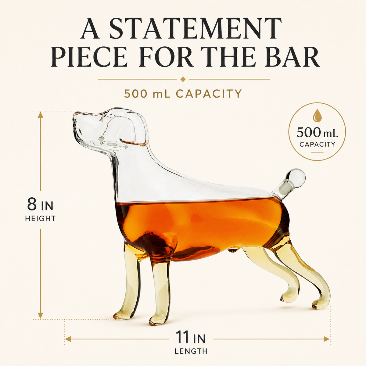 Dog Animal Wine & Whiskey Decanter The Wine Savant - Beautiful Profile of A Labrador Dog 500ml - Whiskey, Wine Scotch or Liquor Decanter