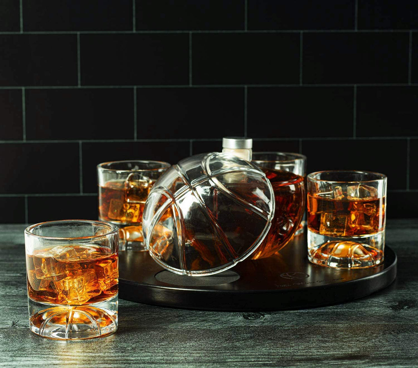 The Wine Savant - Basketball Decanter Set - Whiskey Scotch or Bourbon Decanter - 850ml
