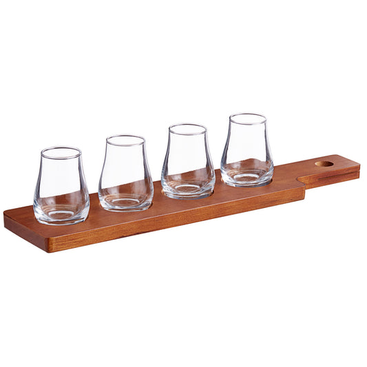 Flight Paddle with Whiskey Tasting Glasses by The Whiskey Ball