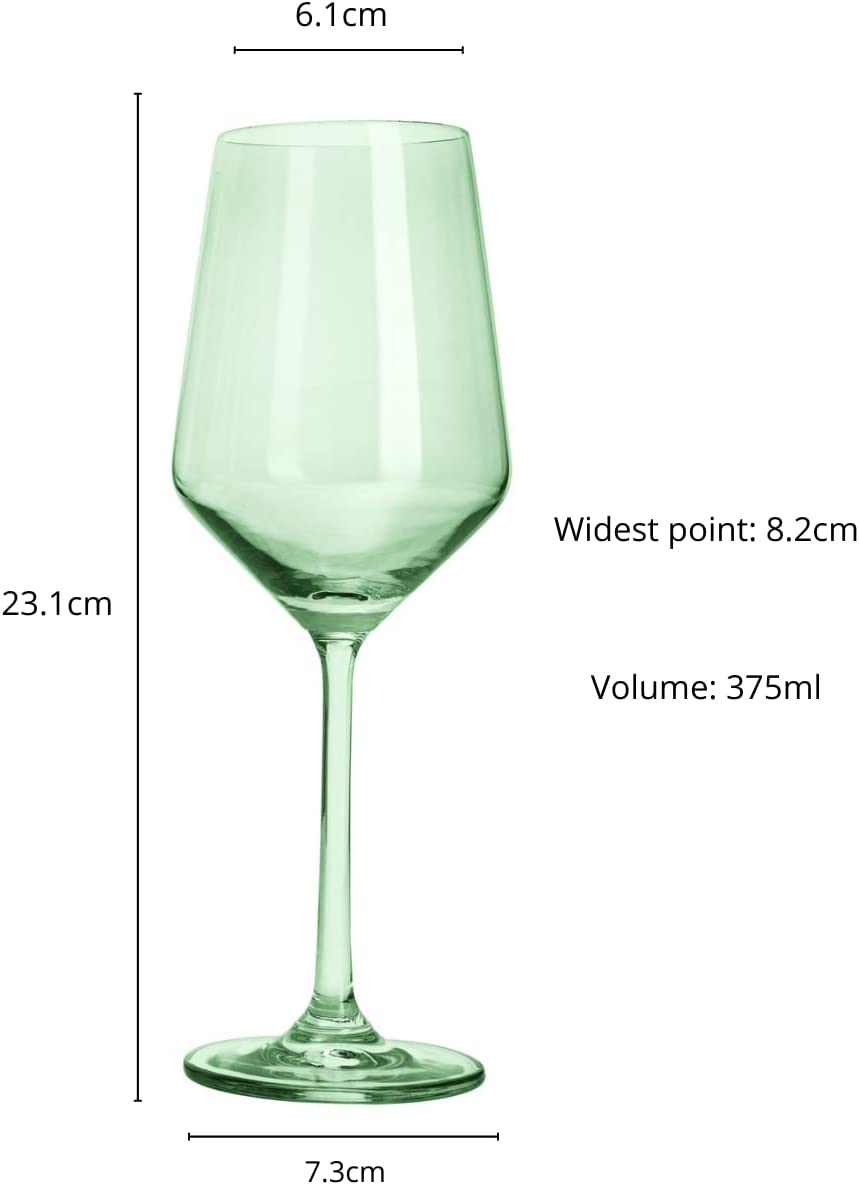 Set of 6 Colored Wine Glasses - 12 oz Hand Blown Italian Style Crystal  Bordeaux Wine Glasses - Premium Stemmed Colored Glassware - Unique Drinking