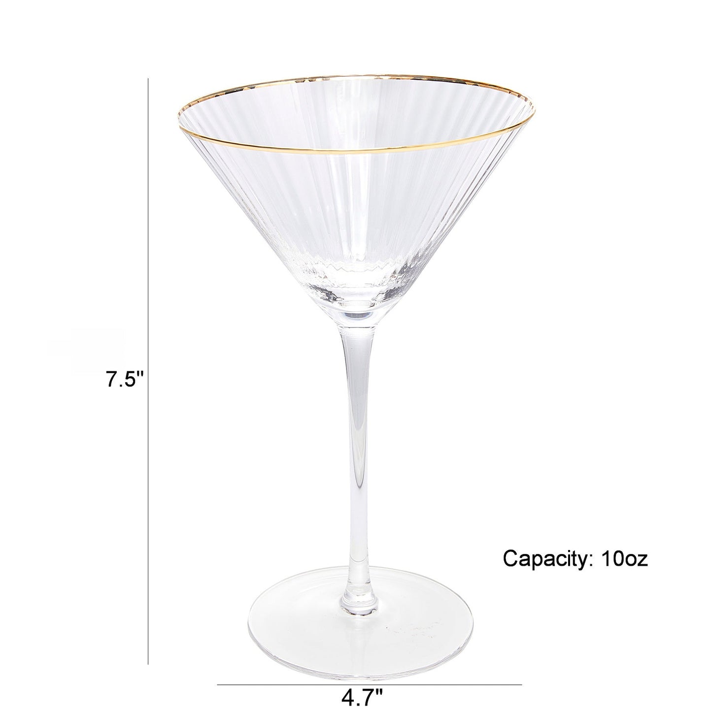 The Wine Savant - Gold Rim Vintage Martini Glasses - Set of 4 - 10oz