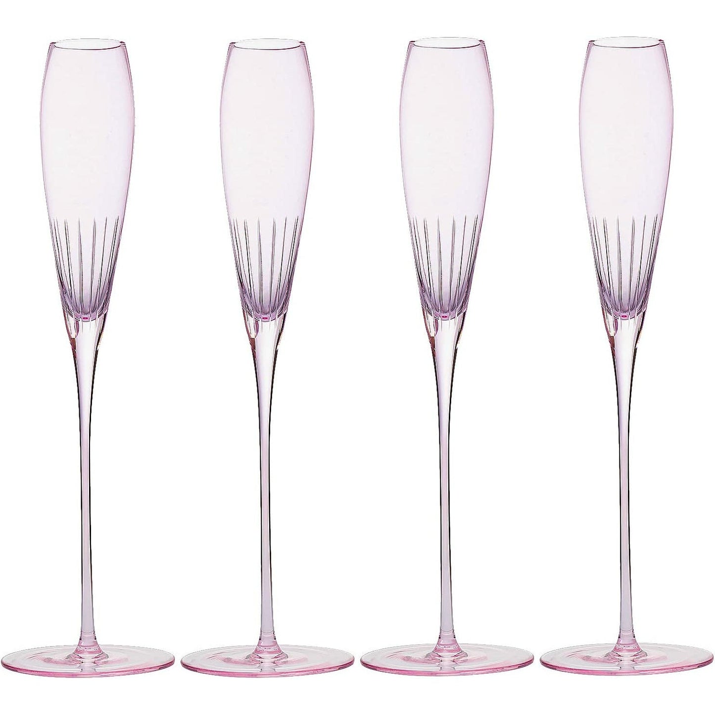 The Wine Savant - Paris Collection Crystal Pink Flutes Wine & Champagne Flutes - Set of 4 - 8.5oz