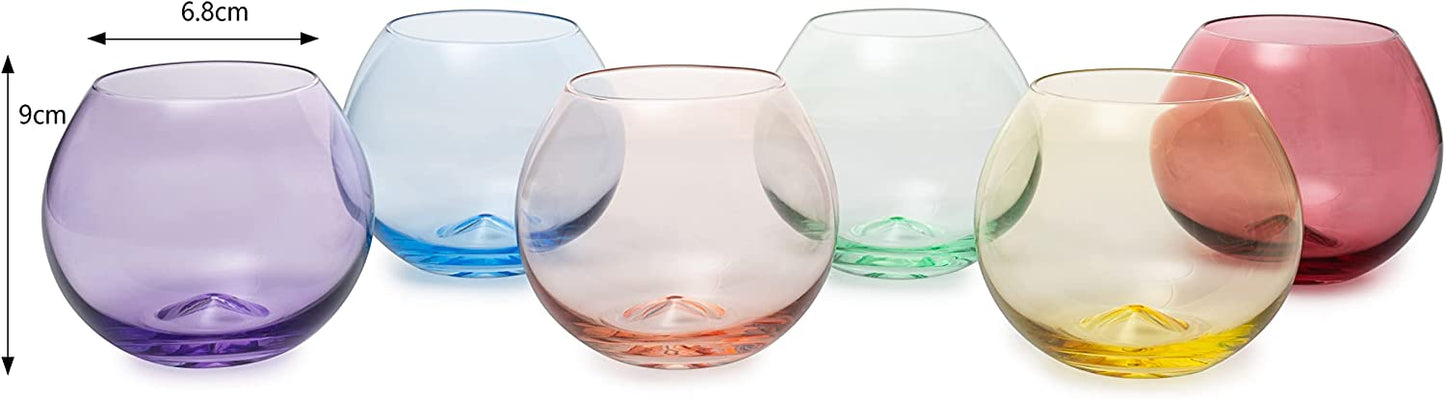 The Wine Savant - Colored Stemless Wine Glass Set - Set of 6 - 18oz
