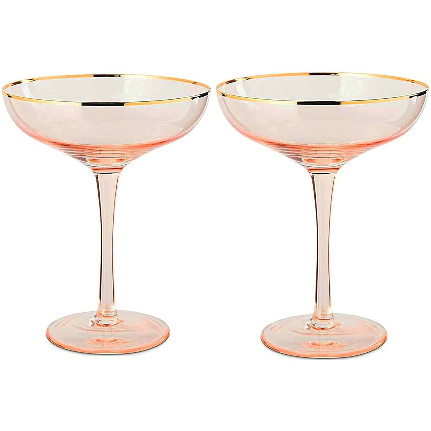 The Wine Savant - Gilded Pink Rim Coupe Cocktail Glasses (set of 2) - 9oz
