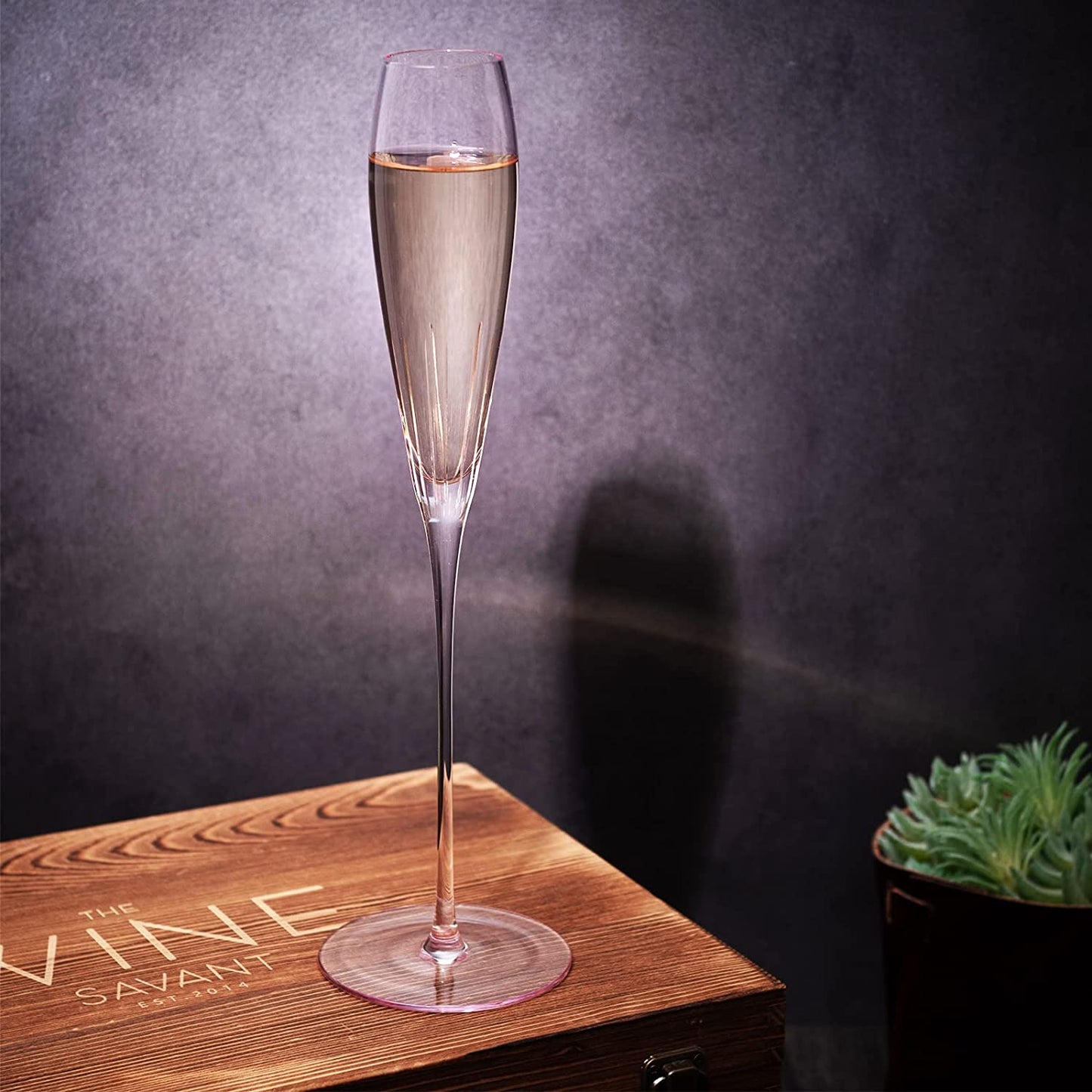 The Wine Savant - Paris Collection Crystal Pink Flutes Wine & Champagne Flutes - Set of 4 - 8.5oz
