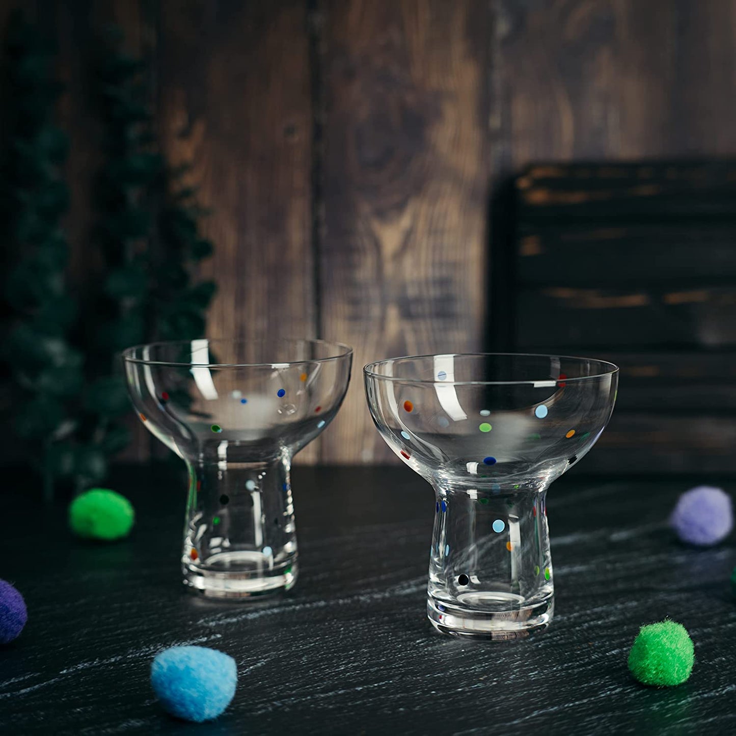 The Wine Savant - Polka Dot Margarita Glasses - Set of 2 - Elegant Cocktail Glasses, Ideal for Frozen Margaritas - 12 oz