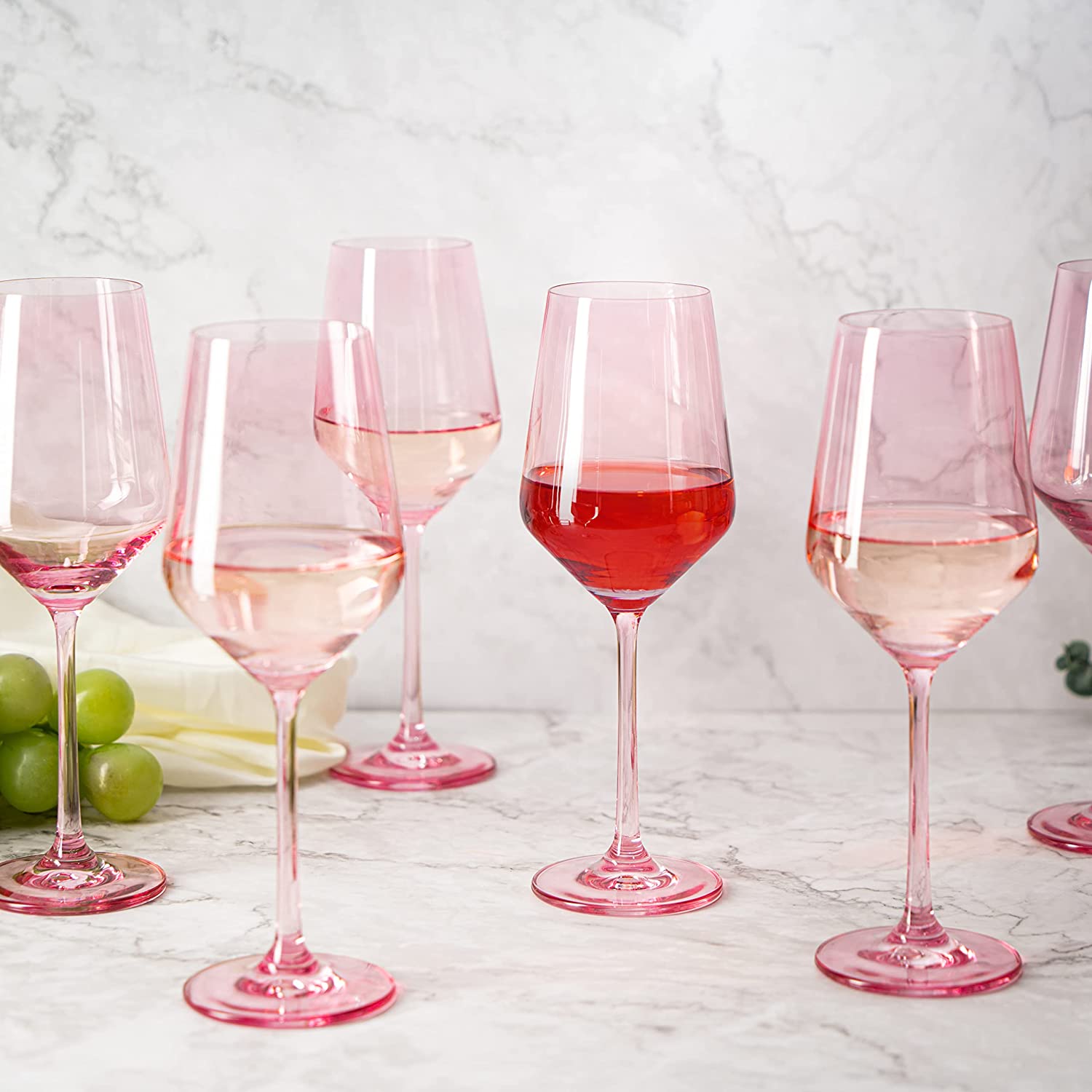 The Wine Savant - Hand Blown Pink Colored Wine Glasses - Set of 6 - 12 – NA  Deal Depot