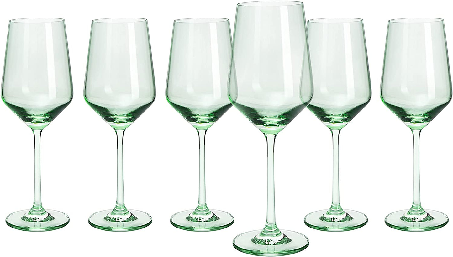 The Wine Savant - Hand Blown Italian Style Crystal Bordeaux Wine Glasses - Set of 6 - Mint Green Wine Glasses - 12oz