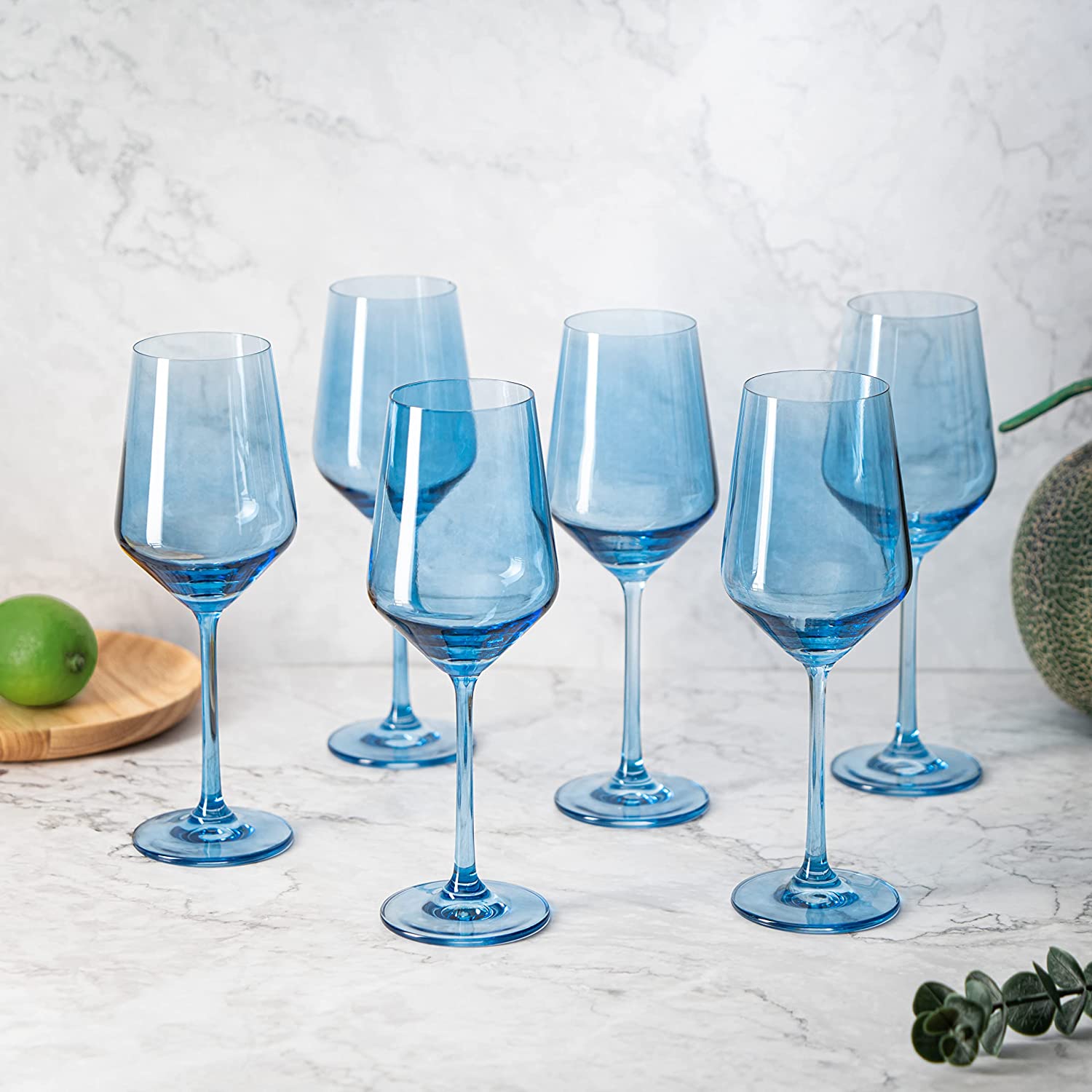 Blue Italian Champagne Flutes, Set of 4