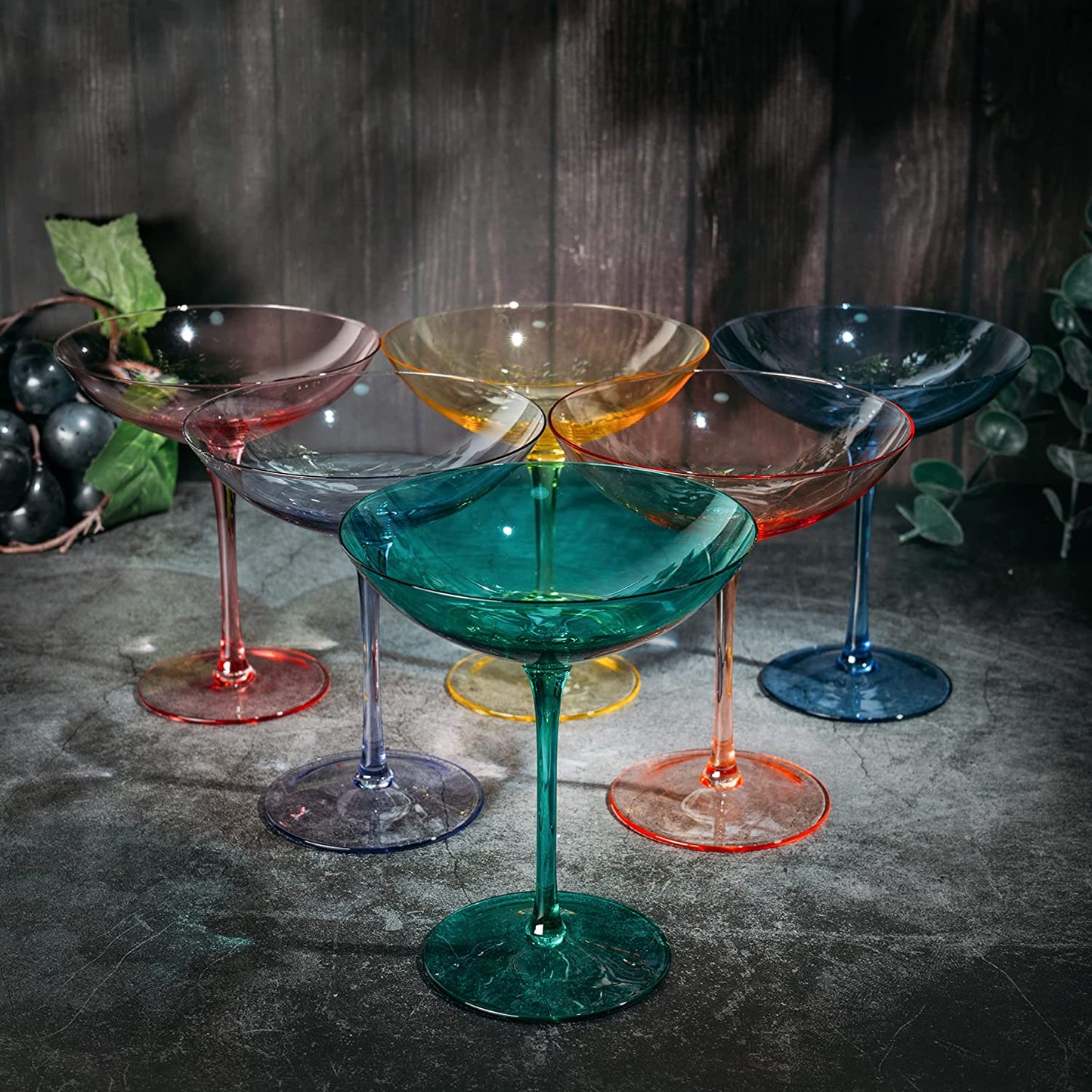 The Wine Savant - Colorful Champagne Coupes - 12oz - (6, Multicolored)