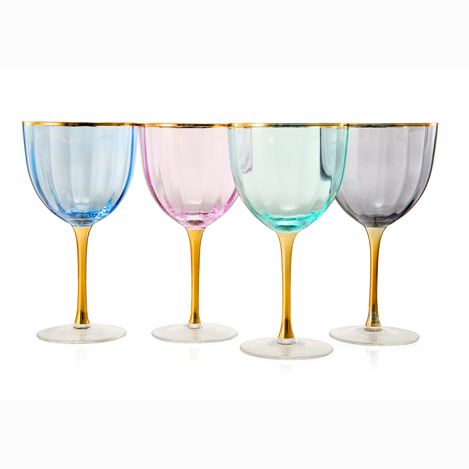 Colored Crystal Wine Glass Set of 6, Large Stemmed 12 oz Glasses