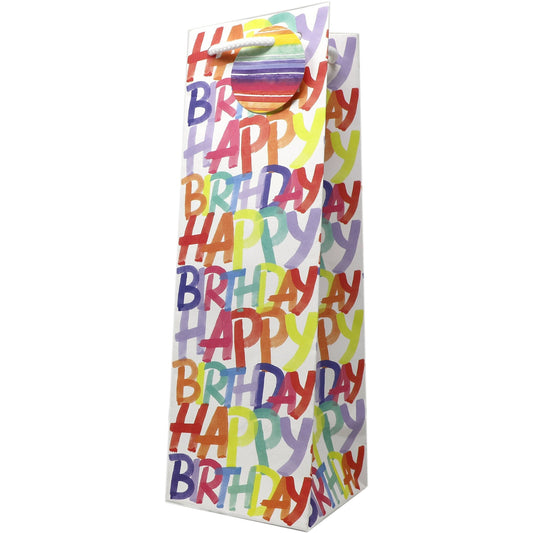 Present Paper - Wine Bottle Gift Bags - Rainbow Birthday - 12/30/60/120 Pieces