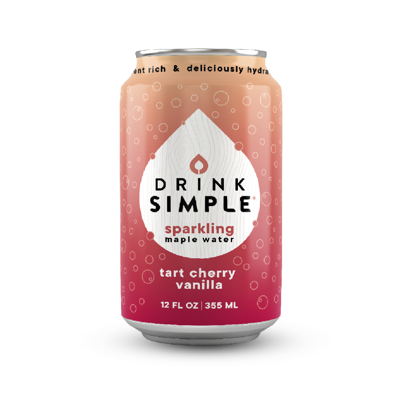 Drink Simple - Tart Cherry Vanilla Sparkling Maple Water - Pack of 12 - 12oz