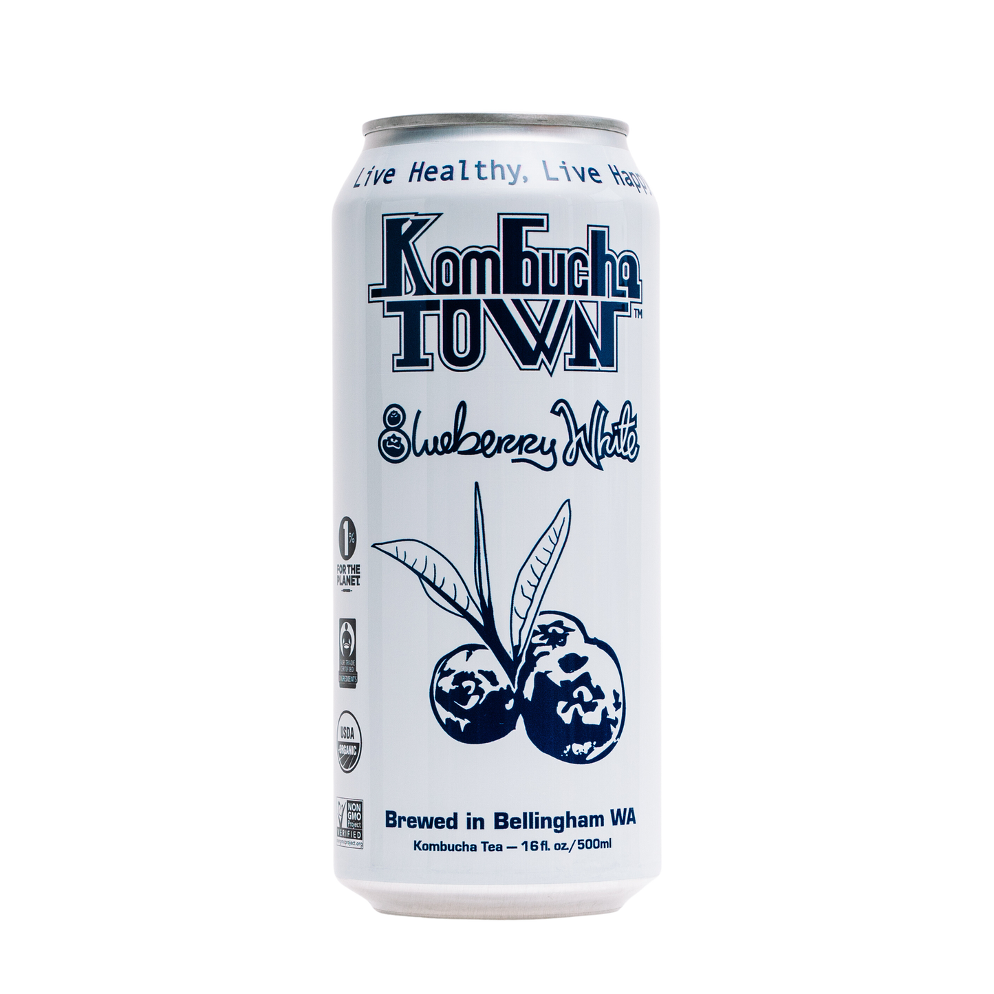 KombuchaTown - Blueberry White - 6 or 12 pack of 16oz cans