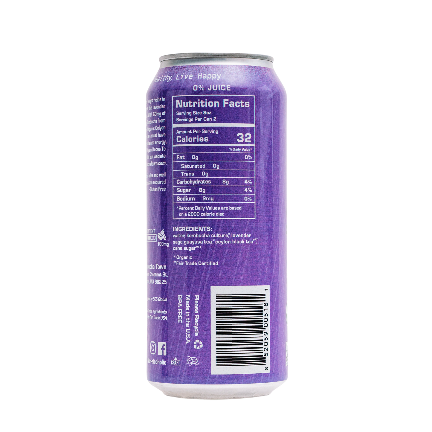 KombuchaTown - Lavender Sage 6 or 12 16oz cans