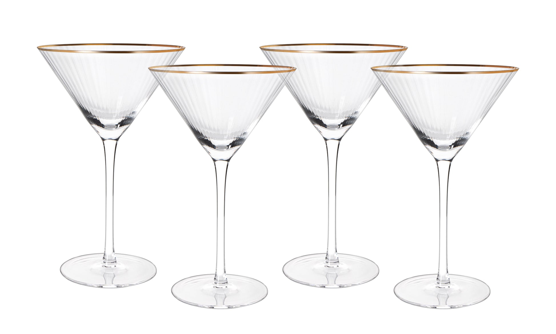 Gold Rim Martini Glasses, Set of 4