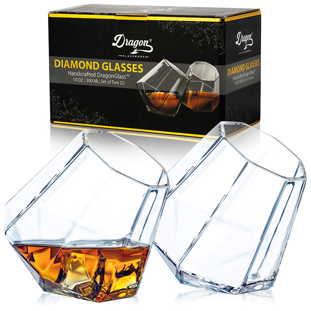 DRAGON GLASSWARE® - Diamond Glasses - Set of 2/4/6 - 10oz
