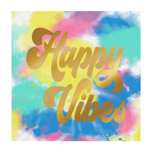 Happy Vibes Gold Foil Party/Beverage/Cocktail Napkins | 5" Square by The Bullish Store