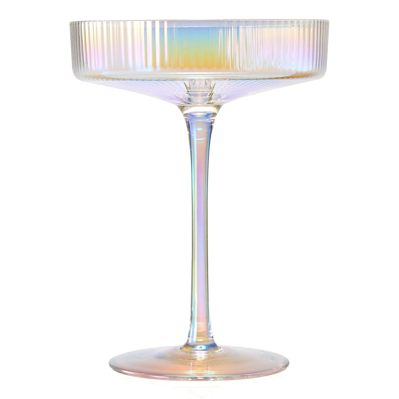 whatAmug Set of 2 Iridescent Champagne Coupe Glasses, Rainbow Ribbed Glass  Set Gifts, Colorful Cockt…See more whatAmug Set of 2 Iridescent Champagne
