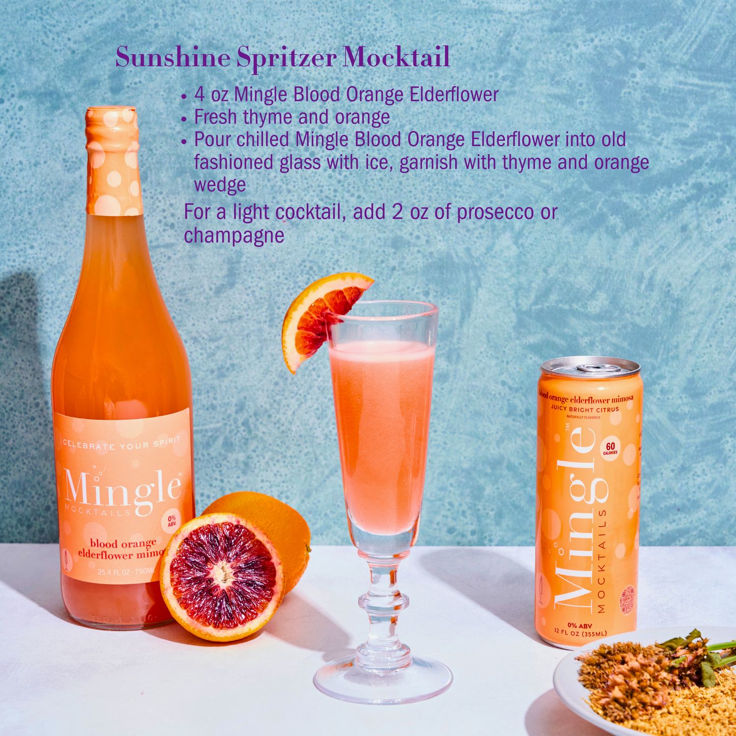Mingle Mocktails - Blood Orange Elderflower Mimosa