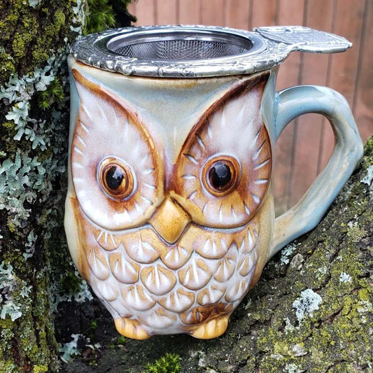 Plum Deluxe Tea - Wise Owl Pewter Tea Infuser and Mug