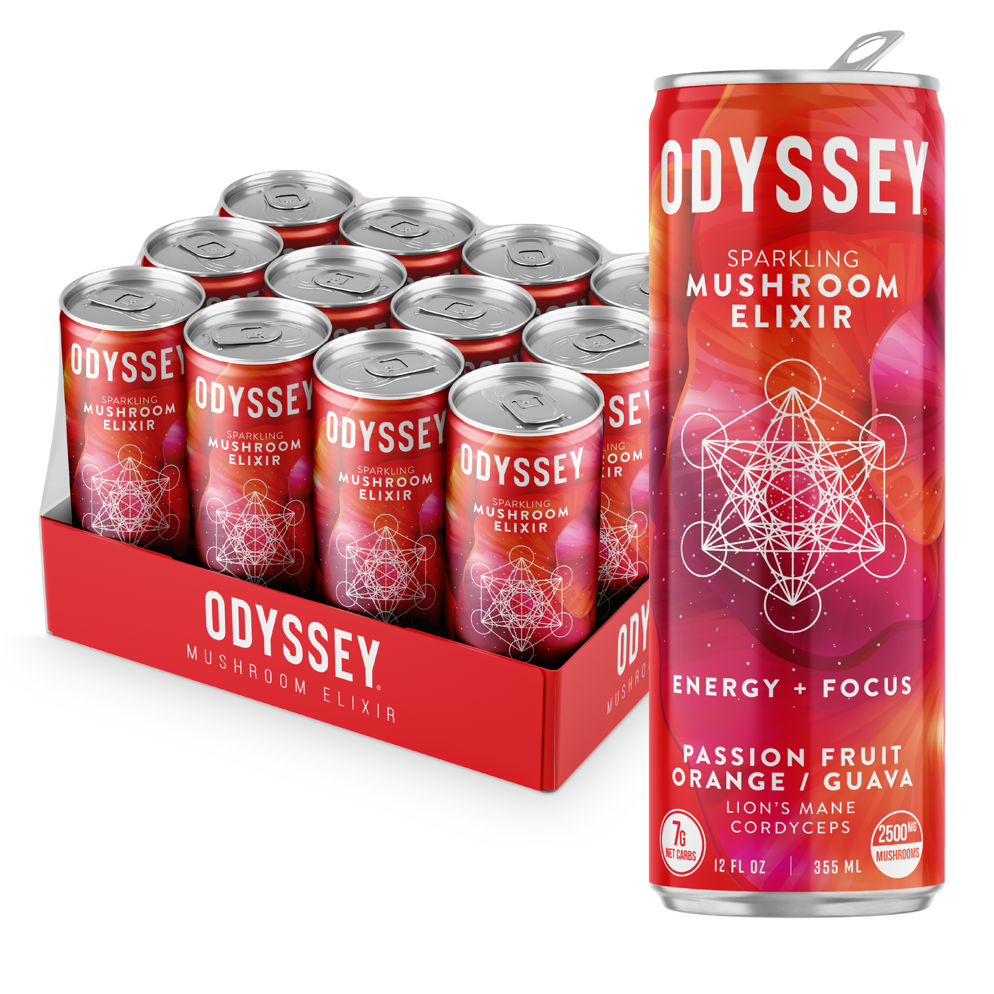 OdysseyElixir - ENERGY + FOCUS - PASSION FRUIT, ORANGE, GUAVA - 12-pack
