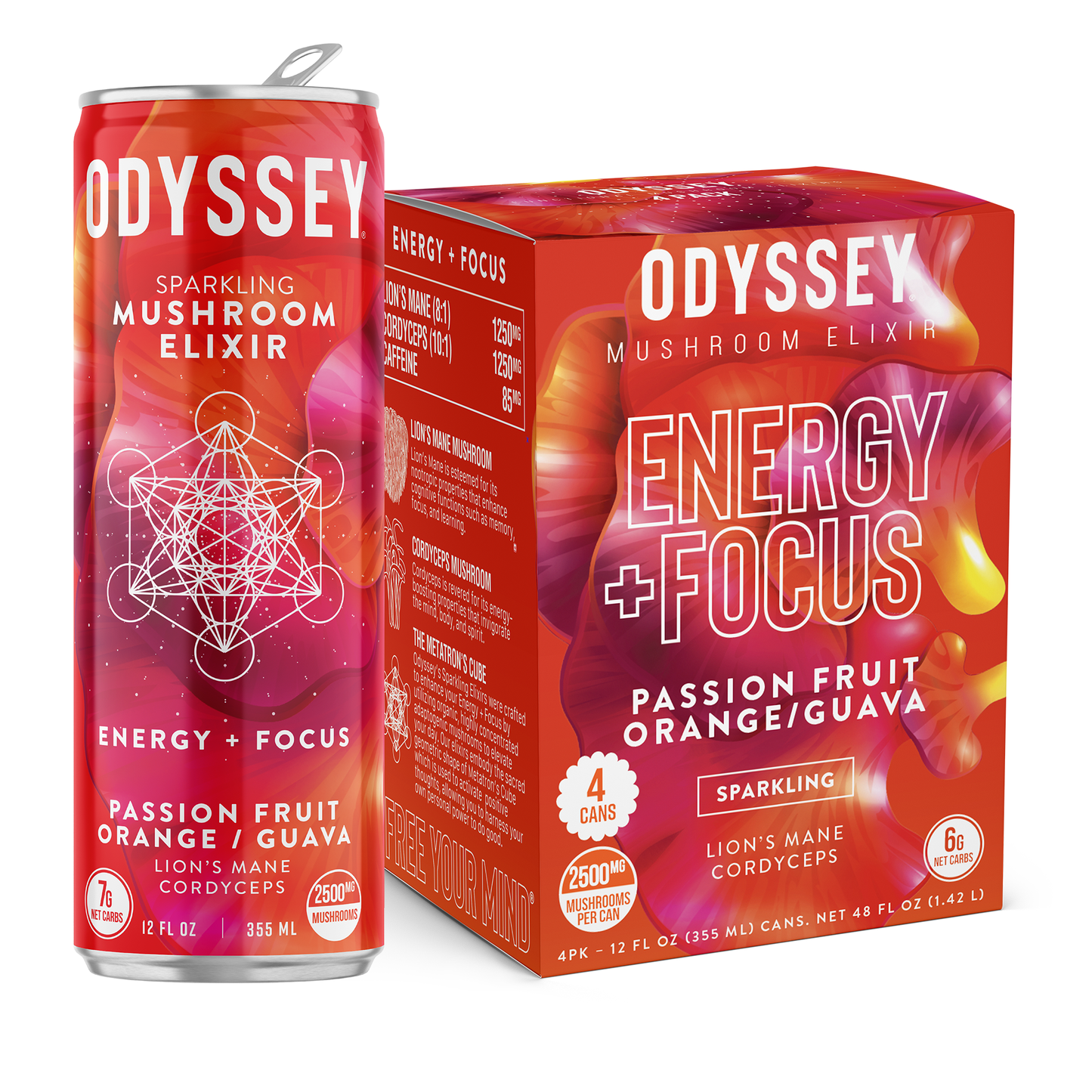 OdysseyElixir - ENERGY + FOCUS - PASSION FRUIT, ORANGE, GUAVA - 12-pack